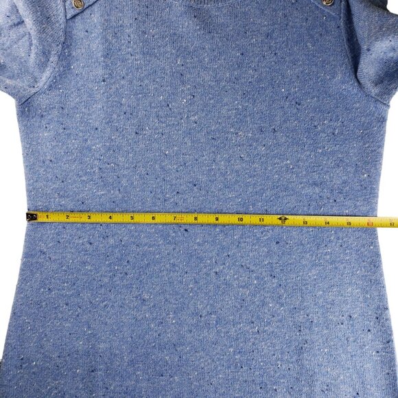 Talbots S Blue Speckled Kitty Tweed Shift Sweater Dress Button Accent, Like New - Picture 9 of 13